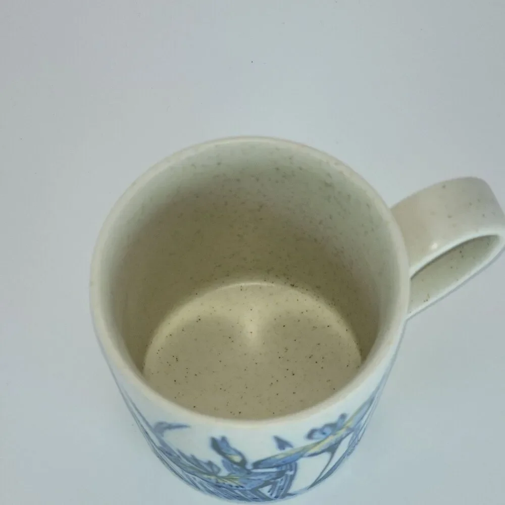 Vintage Otagiri Royal Iris Stoneware Mug Speckled Hand Painted Blue Flower Japan